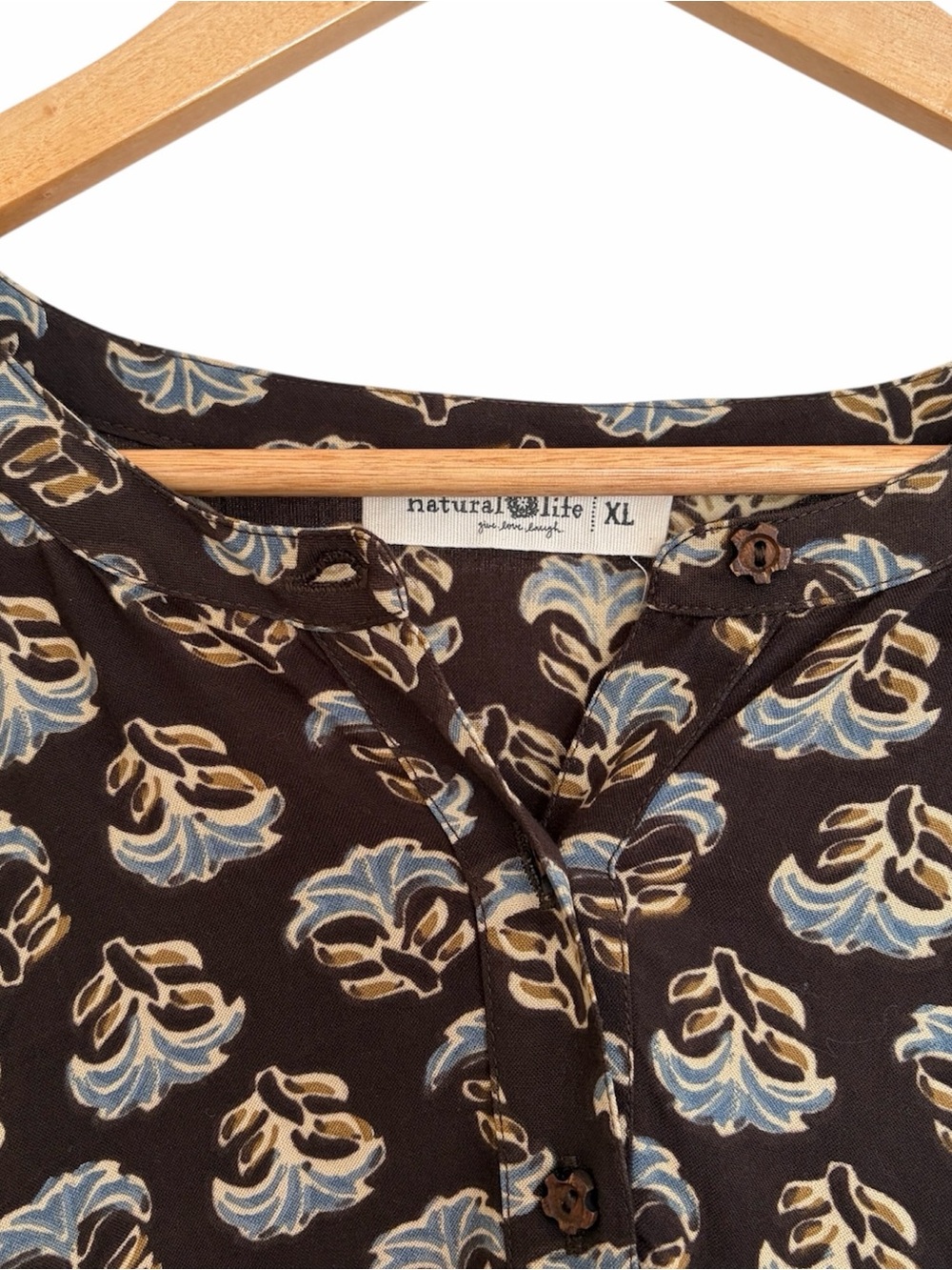 Natural Life Brown Purple Teal Mixed Print Tiered Boho Swing Dress XL - Picture 4 of 4